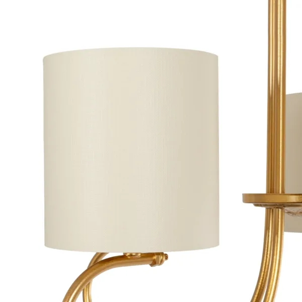 GloboStar® TRITON 203-0254 Vintage Κρεμαστό Φωτιστικό Καπέλο Πολύφωτο 5 x E27 IP20 Χρυσό Μέταλλο με Μπέζ Ύφασμα - Μ50 x Π50 x Υ48cm - Image 8