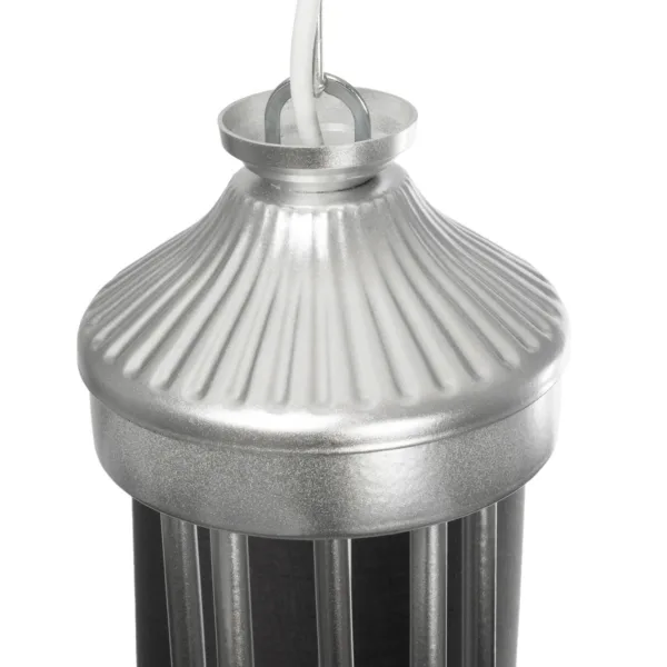 GloboStar® TRITON 203-0255 Vintage Κρεμαστό Φωτιστικό Καπέλο Πολύφωτο 5 x E27 IP20 Ασημί Μέταλλο με Γκρί Ύφασμα - Μ50 x Π50 x Υ48cm - Image 9