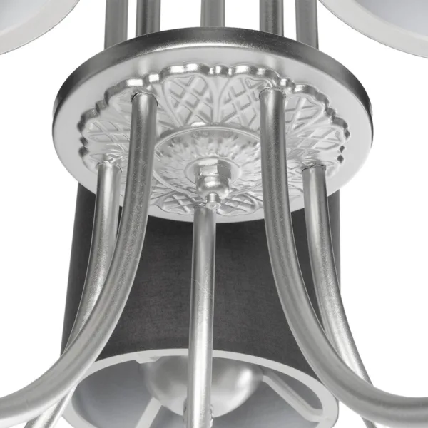 GloboStar® TRITON 203-0255 Vintage Κρεμαστό Φωτιστικό Καπέλο Πολύφωτο 5 x E27 IP20 Ασημί Μέταλλο με Γκρί Ύφασμα - Μ50 x Π50 x Υ48cm - Image 7