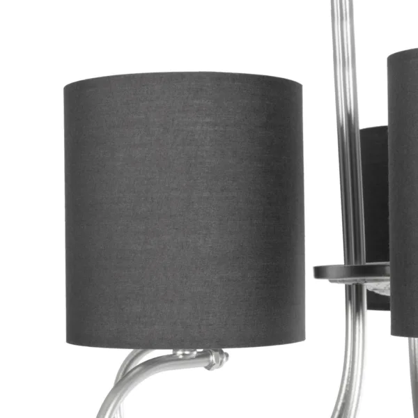 GloboStar® TRITON 203-0255 Vintage Κρεμαστό Φωτιστικό Καπέλο Πολύφωτο 5 x E27 IP20 Ασημί Μέταλλο με Γκρί Ύφασμα - Μ50 x Π50 x Υ48cm - Image 8