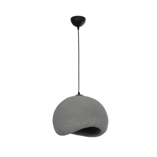 GloboStar® STONE 204-0122 Μοντέρνο Κρεμαστό Φωτιστικό Καμπάνα Μονόφωτο 1 x E27 IP20 Γκρι Πολυστερίνη με Γκρι Ρητίνη - Μ31.5 x Π35 x Υ26cm - Image 3