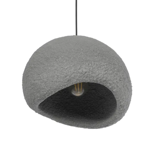 GloboStar® STONE 204-0122 Μοντέρνο Κρεμαστό Φωτιστικό Καμπάνα Μονόφωτο 1 x E27 IP20 Γκρι Πολυστερίνη με Γκρι Ρητίνη - Μ31.5 x Π35 x Υ26cm - Image 5