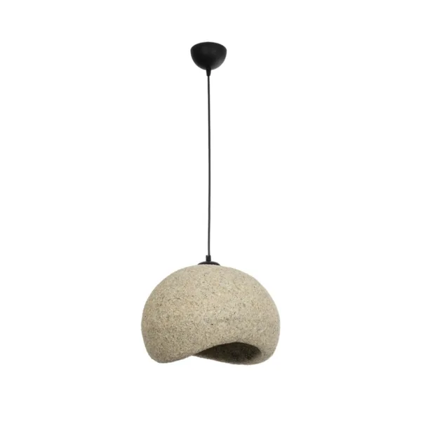 GloboStar® STONE 204-0123 Μοντέρνο Κρεμαστό Φωτιστικό Καμπάνα Μονόφωτο 1 x E27 IP20 Μπεζ Πολυστερίνη με Μπεζ Ρητίνη - Μ31.5 x Π35 x Υ26cm - Image 3