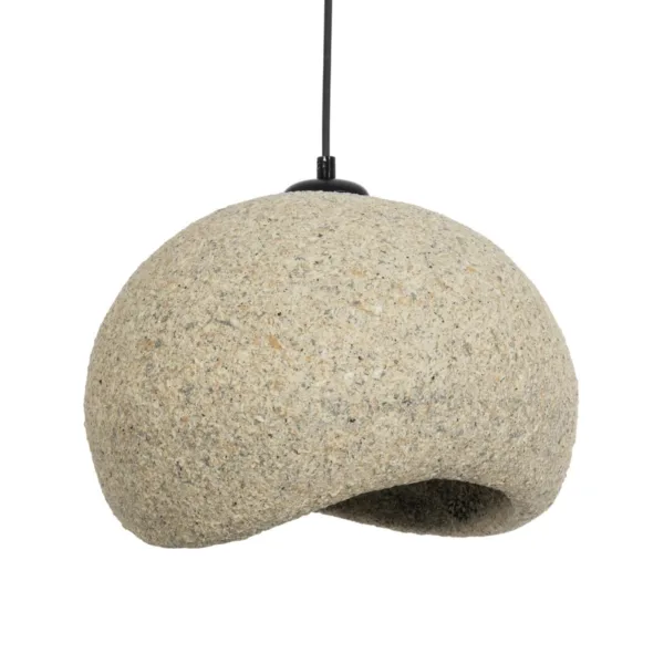 GloboStar® STONE 204-0123 Μοντέρνο Κρεμαστό Φωτιστικό Καμπάνα Μονόφωτο 1 x E27 IP20 Μπεζ Πολυστερίνη με Μπεζ Ρητίνη - Μ31.5 x Π35 x Υ26cm - Image 4