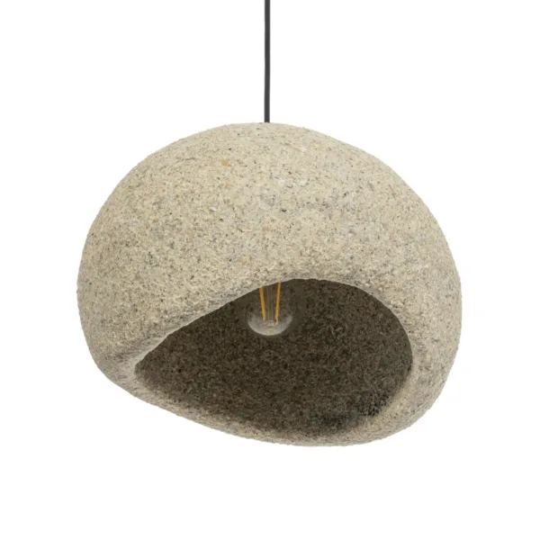 GloboStar® STONE 204-0123 Μοντέρνο Κρεμαστό Φωτιστικό Καμπάνα Μονόφωτο 1 x E27 IP20 Μπεζ Πολυστερίνη με Μπεζ Ρητίνη - Μ31.5 x Π35 x Υ26cm - Image 5
