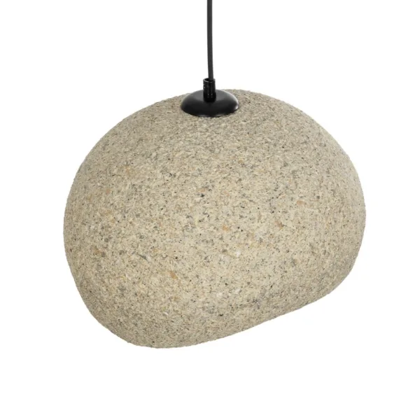 GloboStar® STONE 204-0123 Μοντέρνο Κρεμαστό Φωτιστικό Καμπάνα Μονόφωτο 1 x E27 IP20 Μπεζ Πολυστερίνη με Μπεζ Ρητίνη - Μ31.5 x Π35 x Υ26cm - Image 6