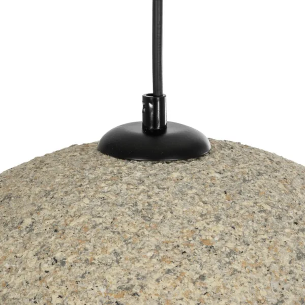 GloboStar® STONE 204-0123 Μοντέρνο Κρεμαστό Φωτιστικό Καμπάνα Μονόφωτο 1 x E27 IP20 Μπεζ Πολυστερίνη με Μπεζ Ρητίνη - Μ31.5 x Π35 x Υ26cm - Image 8