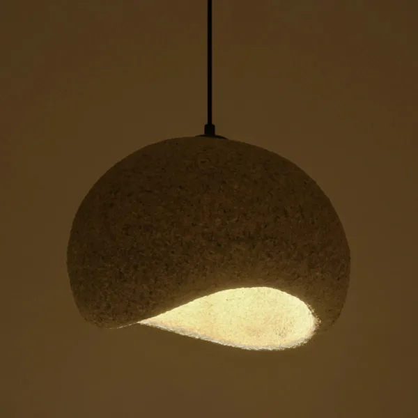 GloboStar® STONE 204-0124 Μοντέρνο Κρεμαστό Φωτιστικό Καμπάνα Μονόφωτο 1 x E27 IP20 Γκρι Πολυστερίνη με Γκρι Ρητίνη - Μ31.5 x Π35 x Υ26cm - Image 2