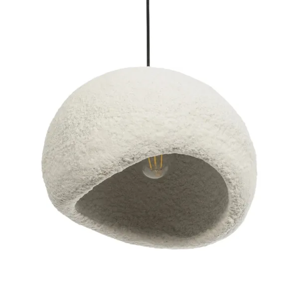 GloboStar® STONE 204-0124 Μοντέρνο Κρεμαστό Φωτιστικό Καμπάνα Μονόφωτο 1 x E27 IP20 Γκρι Πολυστερίνη με Γκρι Ρητίνη - Μ31.5 x Π35 x Υ26cm - Image 5
