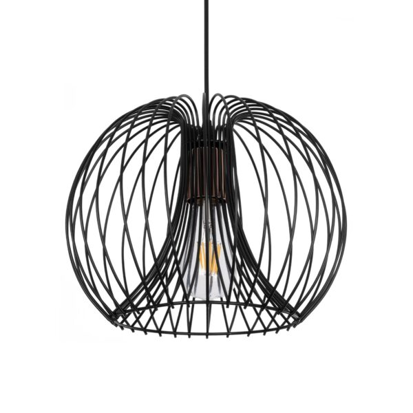 GloboStar® GLOWIA 201-0032 Μοντέρνο Κρεμαστό Φωτιστικό Πλέγμα Μονόφωτο 1 x E27 IP20 Μαύρο Μέταλλο - Μ26 x Π26 x Υ70cm