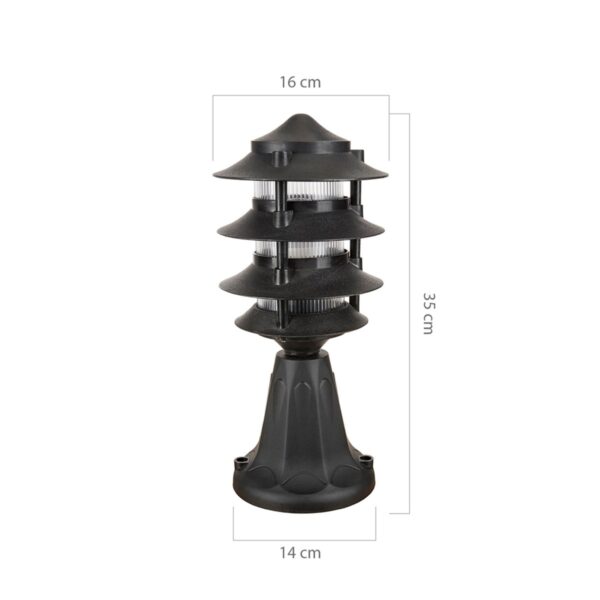 GloboStar® LANTERNA 203-0243 Μοντέρνο Επιδαπέδιο Φωτιστικό Φαναράκι Μονόφωτο 1 x E27 IP44 Μαύρο Πλαστικό Σώμα - Μ16 x Π16 x Υ35cm - Image 2
