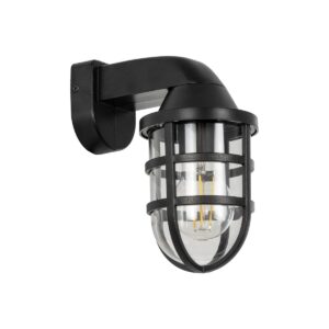 GLOBOSTAR® AGRE 61711 Φωτιστικό Τοίχου - Απλίκα Κήπου με Ντουί 1 x E27 AC 220-240V Αδιάβροχο IP65 - Μάυρο - Μ18 x Π11.5 x Υ22cm