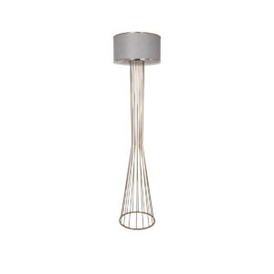 GloboStar® NOVA 201-0040 Μοντέρνο Επιδαπέδιο Φωτιστικό 1 x E27 IP20 Χρυσό Μεταλλό με Μπεζ Ύφασμα - Μ38 x Π38 x Υ155cm