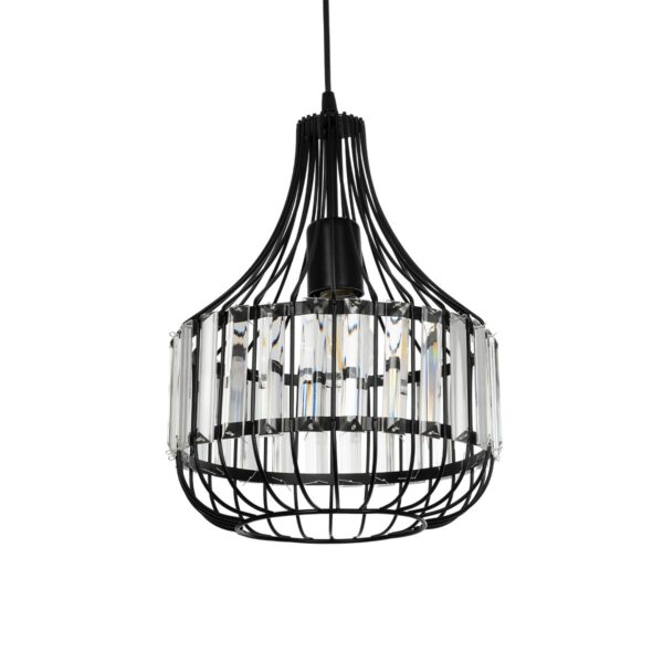 GloboStar® LUMAON 201-0081 Vintage Κρεμαστό Φωτιστικό Πλέγμα Μονόφωτο 1 x E27 IP20 Μαύρο Μέταλλο - Μ28 x Π28 x Υ80cm