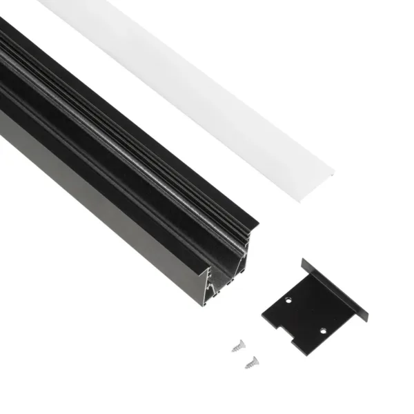 GLOBOSTAR® ALP-LINEAR RECESSA 61786-3M Χωνευτό Προφίλ Αλουμινίου με Λευκό Γαλακτερό Πατητό Κάλυμμα για Ταινίες LED IP20 - Μαύρο Ματ - Μ300 x Π3.5 x Υ4cm - Image 2