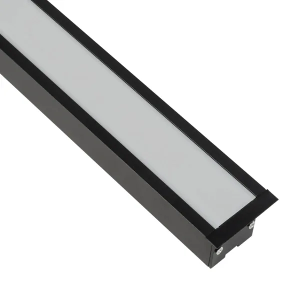 GLOBOSTAR® ALP-LINEAR RECESSA 61786-3M Χωνευτό Προφίλ Αλουμινίου με Λευκό Γαλακτερό Πατητό Κάλυμμα για Ταινίες LED IP20 - Μαύρο Ματ - Μ300 x Π3.5 x Υ4cm - Image 3