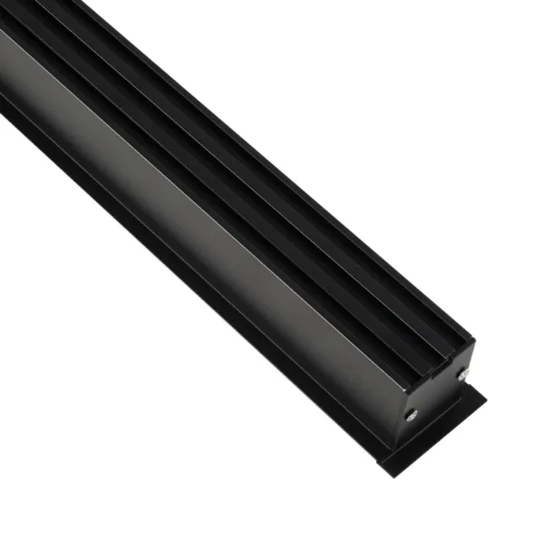 GLOBOSTAR® ALP-LINEAR RECESSA 61786-3M Χωνευτό Προφίλ Αλουμινίου με Λευκό Γαλακτερό Πατητό Κάλυμμα για Ταινίες LED IP20 - Μαύρο Ματ - Μ300 x Π3.5 x Υ4cm - Image 4