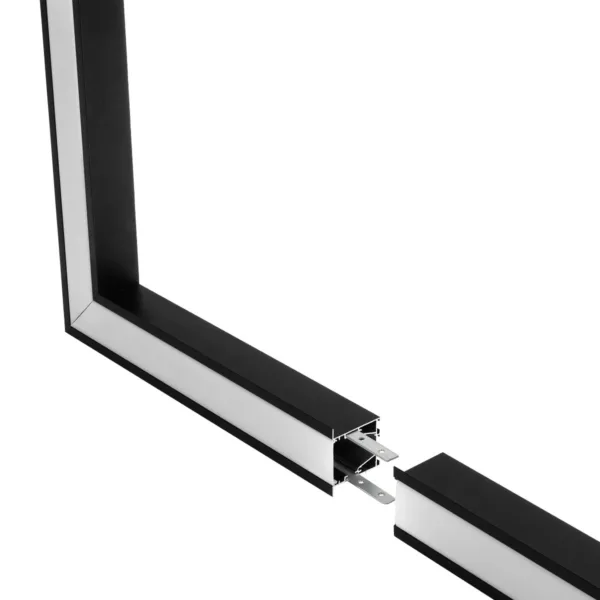 GLOBOSTAR® ALP-CORNER-SIDE90 RECESSA 61789 Χωνευτό Προφίλ Αλουμινίου Γωνία με Λευκό Γαλακτερό Πατητό Κάλυμμα για Ταινίες LED IP20 - Μαύρο Ματ - Μ30 x Π3.5 x Υ4cm - Image 3