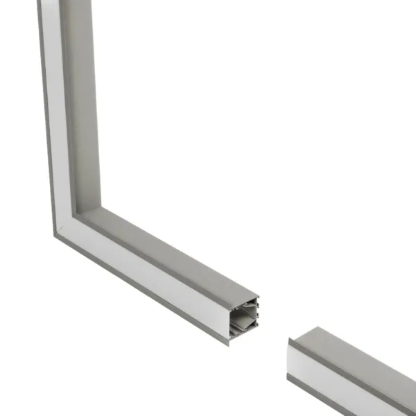 GLOBOSTAR® ALP-CORNER-SIDE90 RECESSA 61790 Χωνευτό Προφίλ Αλουμινίου Γωνία με Λευκό Γαλακτερό Πατητό Κάλυμμα για Ταινίες LED IP20 - Γκρι Ανθρακί Ματ - Μ30 x Π3.5 x Υ4cm - Image 2