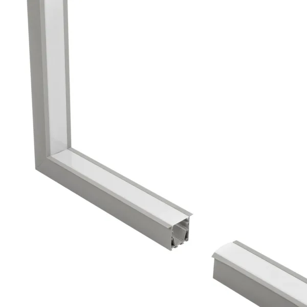 GLOBOSTAR® ALP-CORNER-IN90 RECESSA 61793 Χωνευτό Προφίλ Αλουμινίου Γωνία με Λευκό Γαλακτερό Πατητό Κάλυμμα για Ταινίες LED IP20 - Γκρι Ανθρακί Ματ - Μ30 x Π3.5 x Υ4cm - Image 2