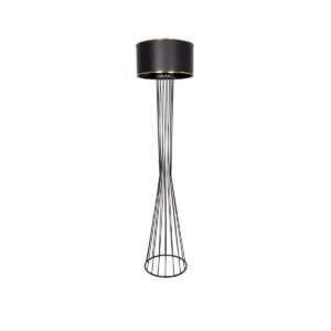GloboStar® NOVA 201-0037 Μοντέρνο Επιδαπέδιο Φωτιστικό 1 x E27 IP20 Μαύρο Μεταλλό με Μαύρο Ύφασμα - Μ38 x Π38 x Υ155cm