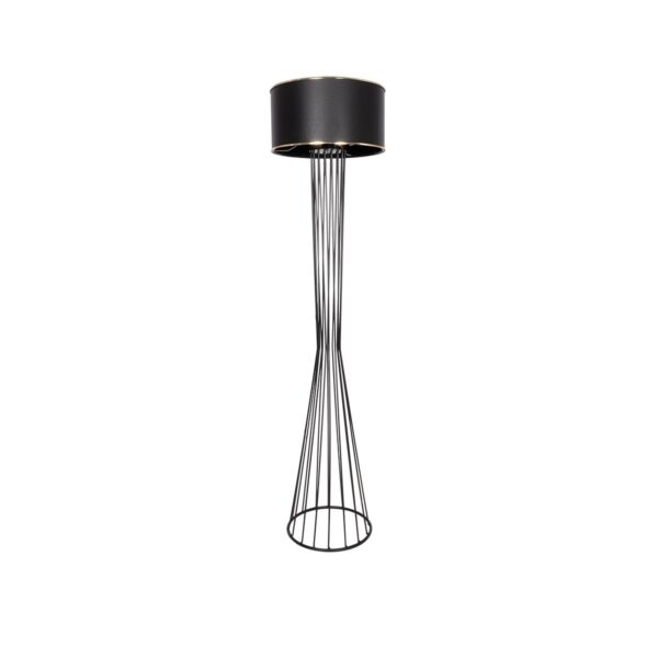 GloboStar® NOVA 201-0037 Μοντέρνο Επιδαπέδιο Φωτιστικό 1 x E27 IP20 Μαύρο Μεταλλό με Μαύρο Ύφασμα - Μ38 x Π38 x Υ155cm