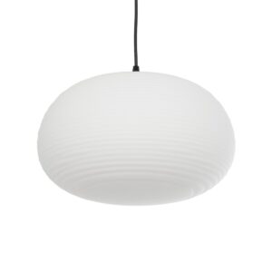 GloboStar® FREYA 00747 Μοντέρνο Κρεμαστό Φωτιστικό Ανάρτηση Μονόφωτο 1 x E27 IP20 Λευκό Γυαλί με Ασημί Μέταλλο - Μ34 x Π34 x Υ23cm
