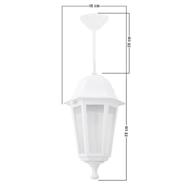 GloboStar® VITRO 203-0199 Vintage Κρεμαστό Φωτιστικό Φαναράκι Μονόφωτο 1 x E27 IP44 Λευκό Πλαστικό Σώμα - Μ16 x Π16 x Υ48cm - Image 2