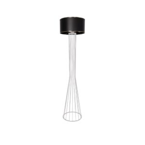 GloboStar® NOVA 201-0038 Μοντέρνο Επιδαπέδιο Φωτιστικό 1 x E27 IP20 Λευκό Μεταλλό με Μαύρο Ύφασμα - Μ38 x Π38 x Υ155cm