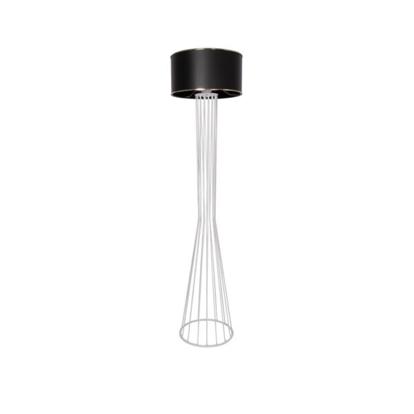 GloboStar® NOVA 201-0038 Μοντέρνο Επιδαπέδιο Φωτιστικό 1 x E27 IP20 Λευκό Μεταλλό με Μαύρο Ύφασμα - Μ38 x Π38 x Υ155cm