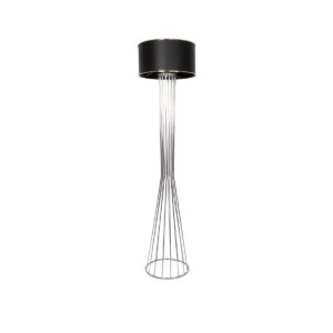 GloboStar® NOVA 201-0039 Μοντέρνο Επιδαπέδιο Φωτιστικό 1 x E27 IP20 Ασημί Μεταλλό με Μαύρο Ύφασμα - Μ38 x Π38 x Υ155cm