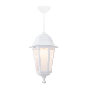 GloboStar® VITRO 203-0199 Vintage Κρεμαστό Φωτιστικό Φαναράκι Μονόφωτο 1 x E27 IP44 Λευκό Πλαστικό Σώμα - Μ16 x Π16 x Υ48cm