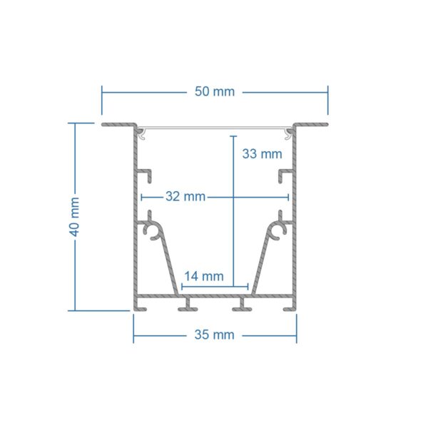 GLOBOSTAR® ALP-LINEAR RECESSA 61787-3M Χωνευτό Προφίλ Αλουμινίου με Λευκό Γαλακτερό Πατητό Κάλυμμα για Ταινίες LED IP20 - Γκρι Ανθρακί Ματ - Μ300 x Π3.5 x Υ4cm - Image 6
