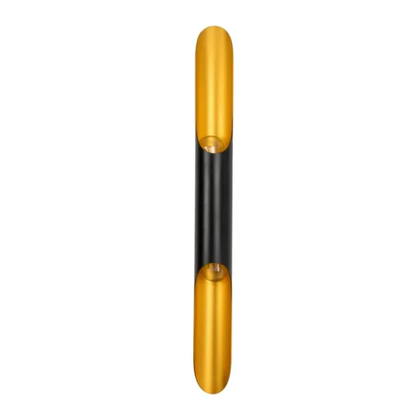 GloboStar® CHARME 01302 Μοντέρνο Επιτοίχιο Φωτιστικό Απλίκα Up / Down Δίφωτο 2 x E27 IP20 Μαύρο με Χρυσό Μέταλλο - Μ5.5 x Π8 x Υ60cm - Image 3
