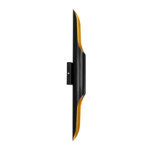 GloboStar® CHARME 01302 Μοντέρνο Επιτοίχιο Φωτιστικό Απλίκα Up / Down Δίφωτο 2 x E27 IP20 Μαύρο με Χρυσό Μέταλλο - Μ5.5 x Π8 x Υ60cm - Image 4