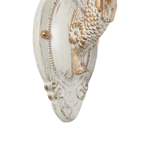 GloboStar® MERMAID 01317 Vintage Επιτοίχιο Φωτιστικό Απλίκα Μονόφωτο 1 x E27 IP20 Λευκό Γυαλί με Λευκό & Χρυσό Μέταλλο - Μ12.5 x Π28 x Υ27cm - Image 5