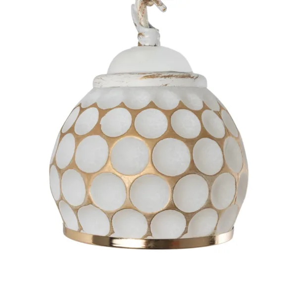 GloboStar® MERMAID 01317 Vintage Επιτοίχιο Φωτιστικό Απλίκα Μονόφωτο 1 x E27 IP20 Λευκό Γυαλί με Λευκό & Χρυσό Μέταλλο - Μ12.5 x Π28 x Υ27cm - Image 6