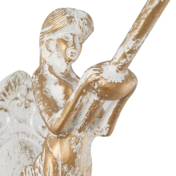 GloboStar® MERMAID 01317 Vintage Επιτοίχιο Φωτιστικό Απλίκα Μονόφωτο 1 x E27 IP20 Λευκό Γυαλί με Λευκό & Χρυσό Μέταλλο - Μ12.5 x Π28 x Υ27cm - Image 7
