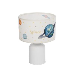 GloboStar® SATURN 204-0030 Παιδικό Eπιτραπέζιο Φωτιστικό Φιγούρα Μονόφωτο 1 x E27 IP20 Μπεζ Ύφασμα - Μ24 x Π24 x Υ32cm