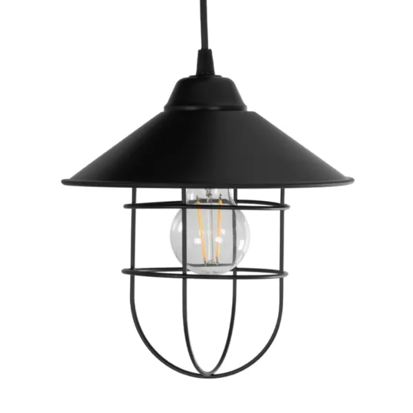 GloboStar® CAGE 203-0097 Vintage Κρεμαστό Φωτιστικό Καμπάνα Τρίφωτο 3 x E27 IP20 Μαύρο Μέταλλο - Μ30 x Π30 x Υ80cm - Image 7
