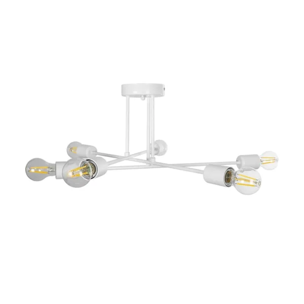 GloboStar® SPIDI 203-0113 Μοντέρνο Φωτιστικό Οροφής Πλέγμα Πολύφωτο 6 x E27 IP20 Λευκό Μέταλλο - Μ61 x Π61 x Υ37cm - Image 3