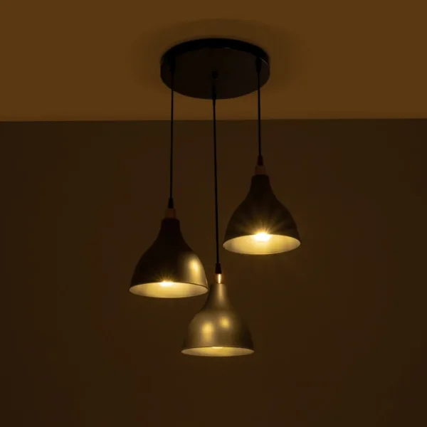 GloboStar® RADE 203-0127 Vintage Κρεμαστό Φωτιστικό Καμπάνα Τρίφωτο 3 x E27 IP20 Μαύρο Πλαστικό - Μ40 x Π40 x Υ80cm - Image 2