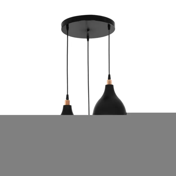 GloboStar® RADE 203-0127 Vintage Κρεμαστό Φωτιστικό Καμπάνα Τρίφωτο 3 x E27 IP20 Μαύρο Πλαστικό - Μ40 x Π40 x Υ80cm - Image 3