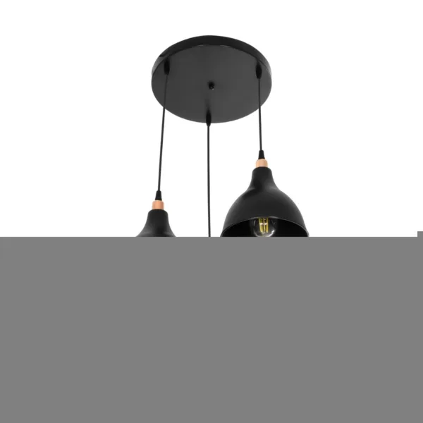 GloboStar® RADE 203-0127 Vintage Κρεμαστό Φωτιστικό Καμπάνα Τρίφωτο 3 x E27 IP20 Μαύρο Πλαστικό - Μ40 x Π40 x Υ80cm - Image 4