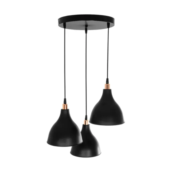 GloboStar® RADE 203-0127 Vintage Κρεμαστό Φωτιστικό Καμπάνα Τρίφωτο 3 x E27 IP20 Μαύρο Πλαστικό - Μ40 x Π40 x Υ80cm - Image 5