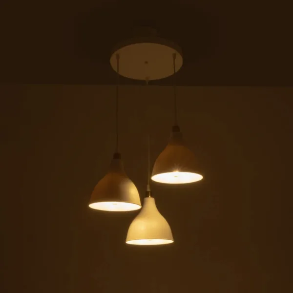 GloboStar® RADE 203-0128 Vintage Κρεμαστό Φωτιστικό Καμπάνα Τρίφωτο 3 x E27 IP20 Λευκό Πλαστικό - Μ40 x Π40 x Υ80cm - Image 2