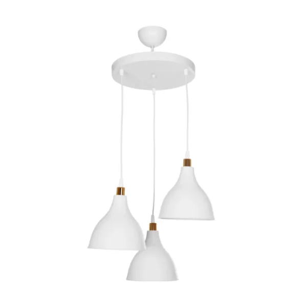 GloboStar® RADE 203-0128 Vintage Κρεμαστό Φωτιστικό Καμπάνα Τρίφωτο 3 x E27 IP20 Λευκό Πλαστικό - Μ40 x Π40 x Υ80cm - Image 3