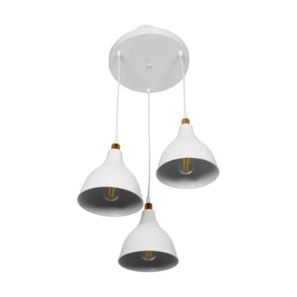 GloboStar® RADE 203-0128 Vintage Κρεμαστό Φωτιστικό Καμπάνα Τρίφωτο 3 x E27 IP20 Λευκό Πλαστικό - Μ40 x Π40 x Υ80cm - Image 4