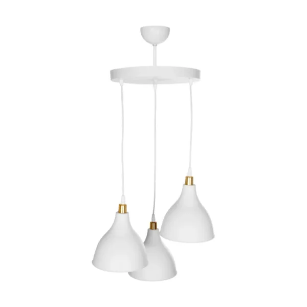 GloboStar® RADE 203-0128 Vintage Κρεμαστό Φωτιστικό Καμπάνα Τρίφωτο 3 x E27 IP20 Λευκό Πλαστικό - Μ40 x Π40 x Υ80cm - Image 5
