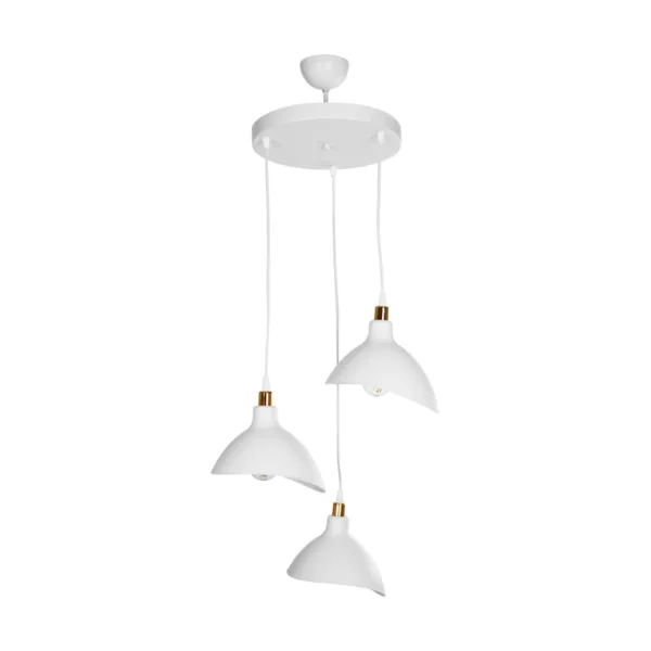 GloboStar® RIVE 203-0142 Μοντέρνο Κρεμαστό Φωτιστικό Καμπάνα Τρίφωτο 3 x E27 IP20 Λευκό με Χρυσό Πλαστικό - Μ45 x Π45 x Υ80cm - Image 3